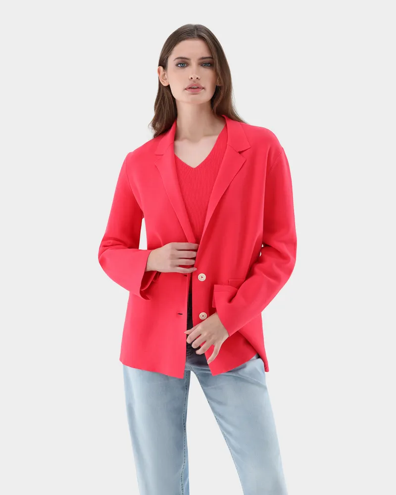van Laack Strick-Blazer aus Air Cotton Rot