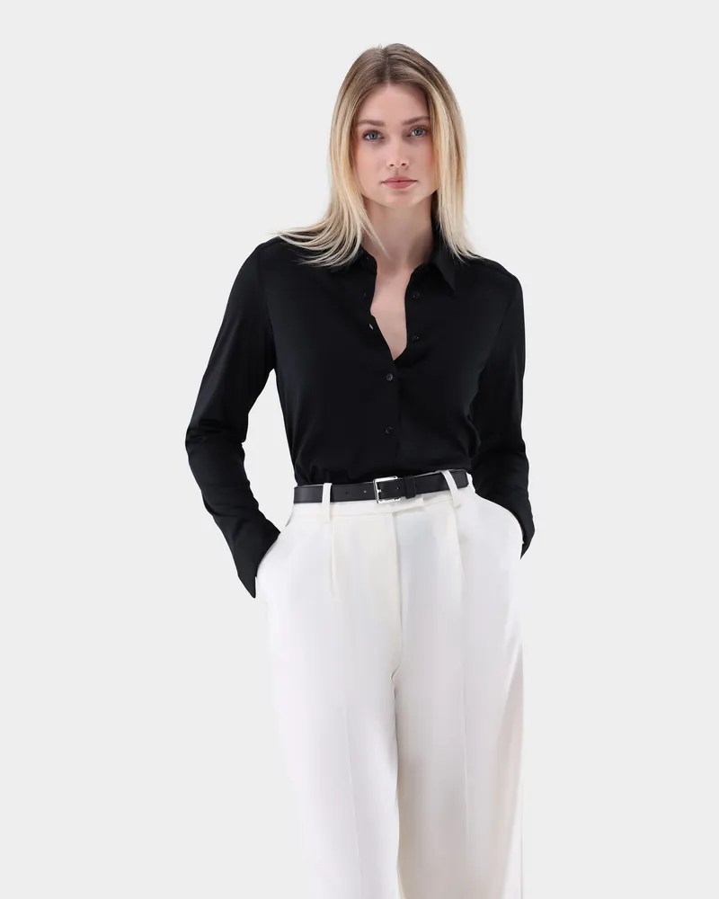 van Laack Jersey Hemdbluse Schwarz