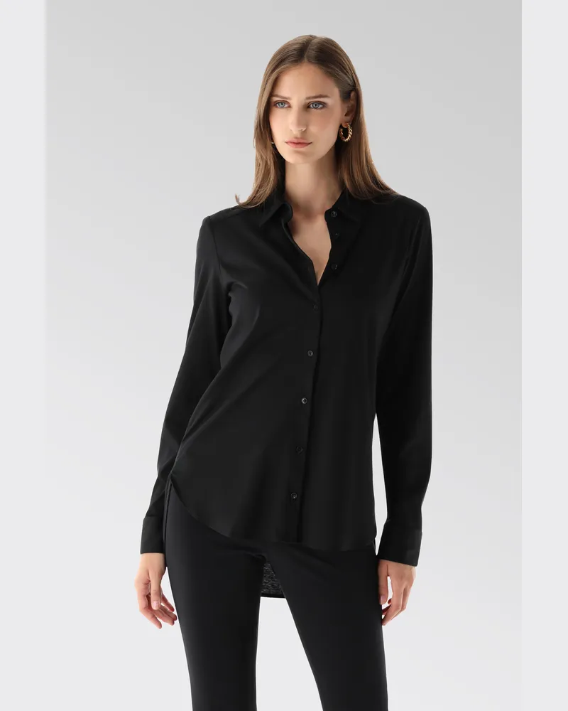 van Laack Jersey Hemdbluse Schwarz