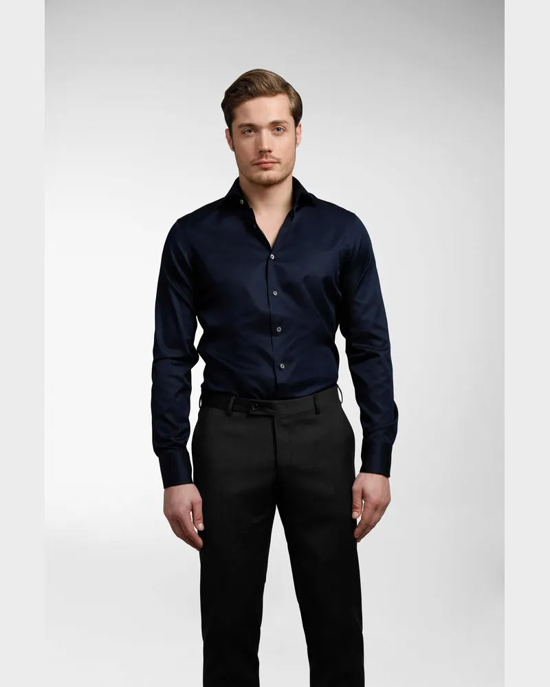 van Laack Bügelfreies Twill Hemd Tailor Fit Blau