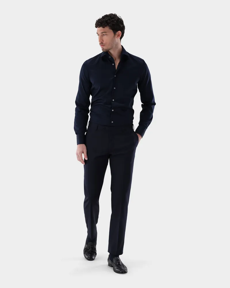 van Laack Bügelfreies Twill Hemd Tailor Fit Blau