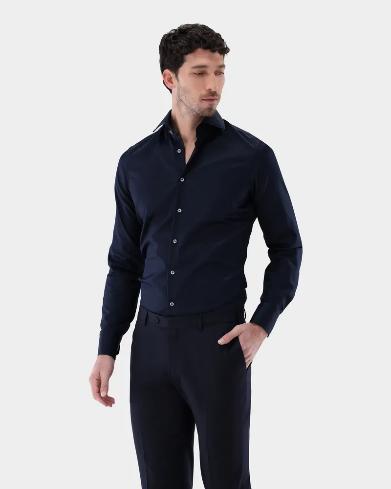 van Laack Bügelfreies Twill Hemd Tailor Fit Blau