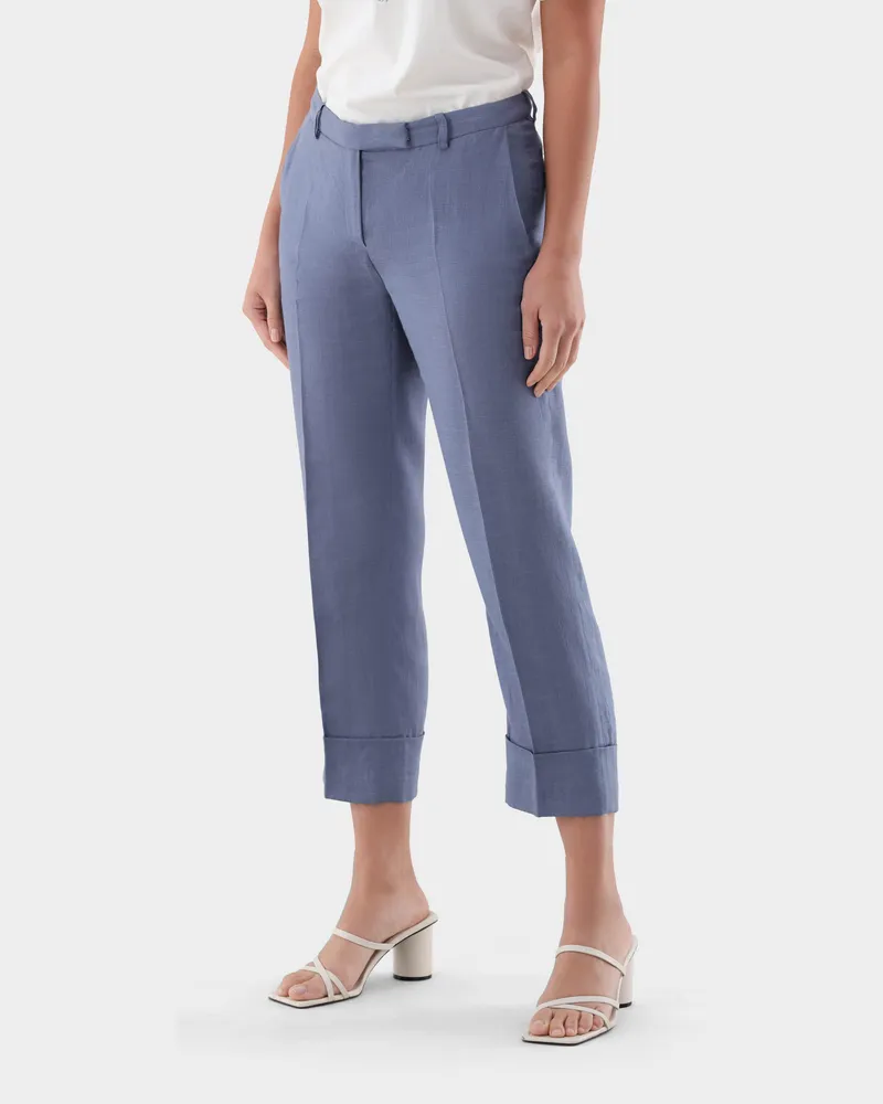 van Laack Leinenhose mit Umschlag Lila