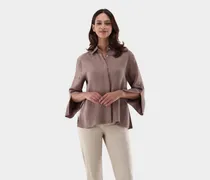 Boxy Leinenbluse mit Seitenschlitzen