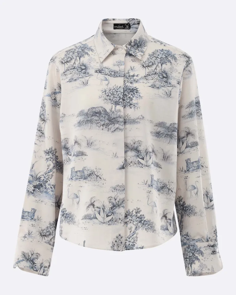 van Laack Flanellbluse mit Print Cremefarben