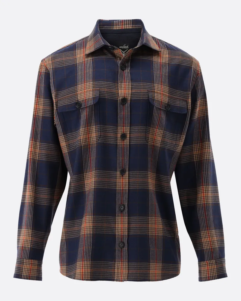 van Laack Kariertes Flanell Overshirt Blau