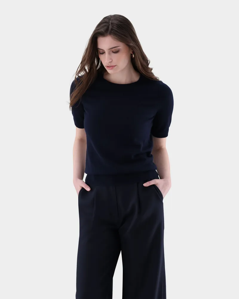 van Laack T-Shirt gestrickt aus Kaschmir Blau