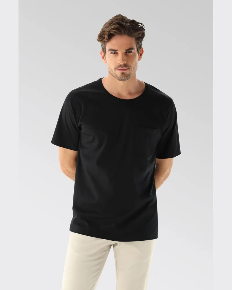 van Laack T-Shirt mit Brusttasche Oversize Schwarz