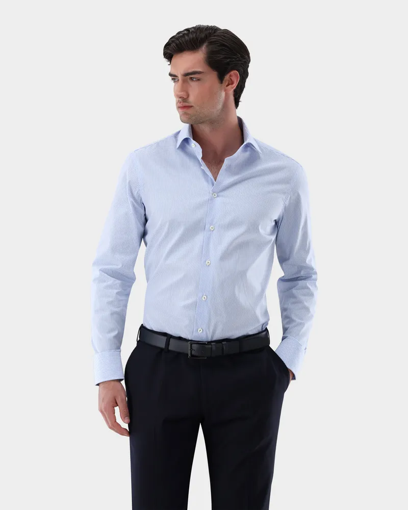 van Laack Bügelfreies Popeline Hemd Tailor Fit Blau