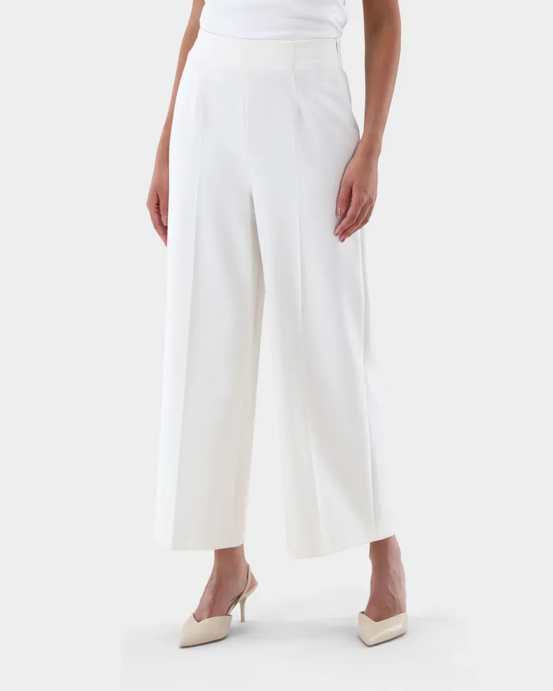 van Laack Culotte Hose mit Bügelfalte Cremefarben