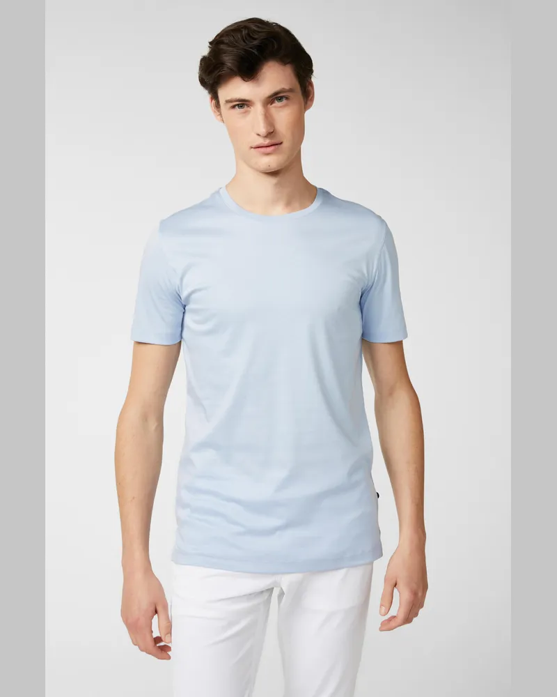 van Laack T-Shirt aus Schweizer Baumwolle mit Rundhals Slim Fit Blau