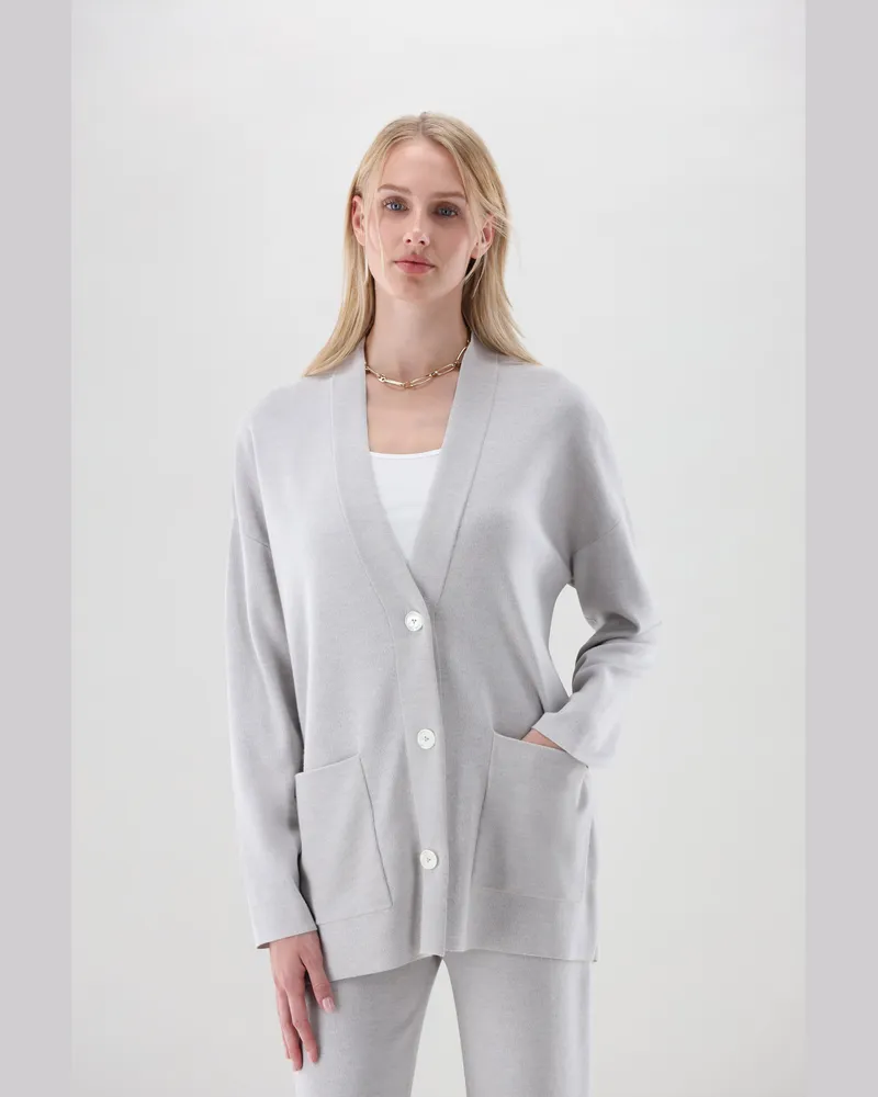 van Laack Oversized Strickjacke mit Merino und Viskose Beige