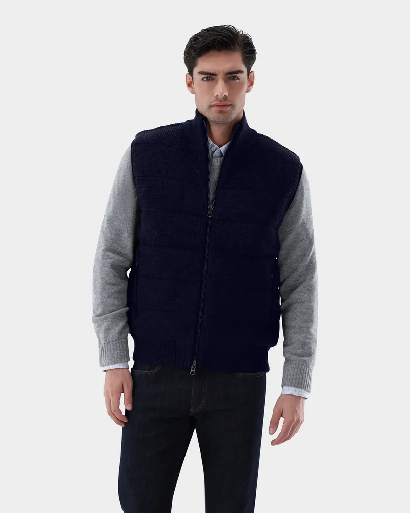 van Laack Gestrickte Outdoor Weste Blau
