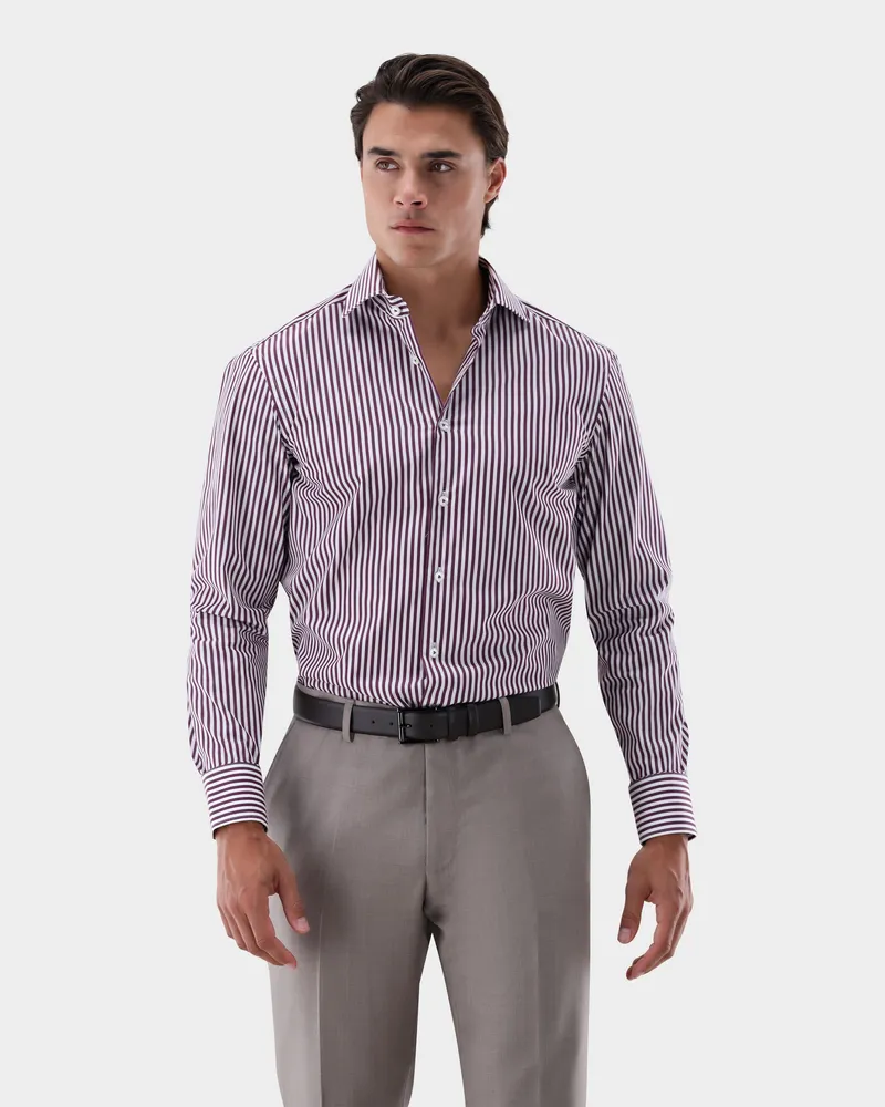 van Laack Hemd mit Streifen Tailor Fit Rot