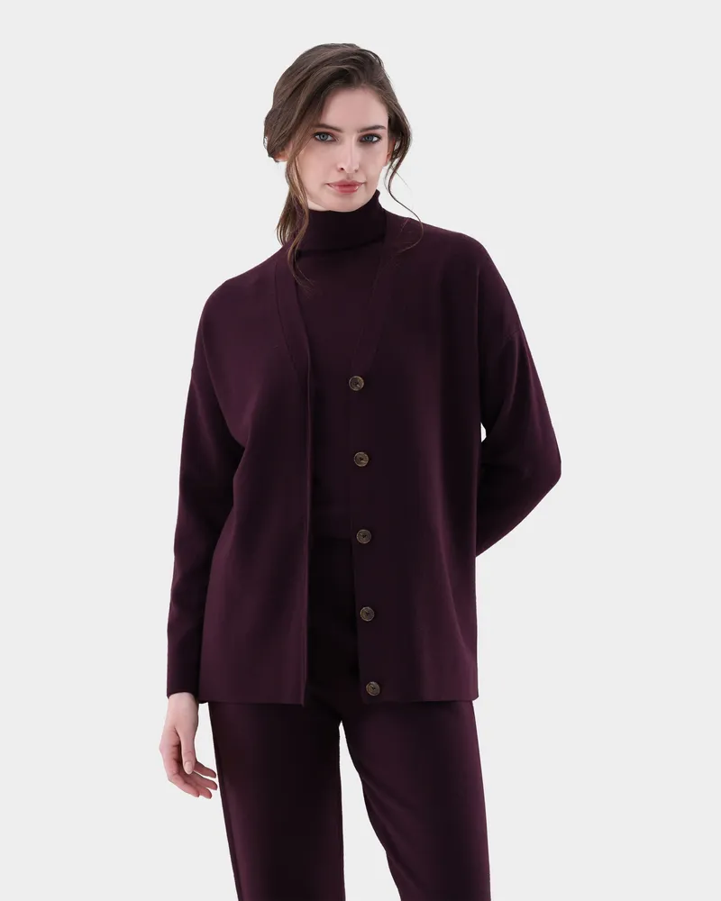 van Laack Cardigan oversized aus ultrafeiner Merinowolle Rot