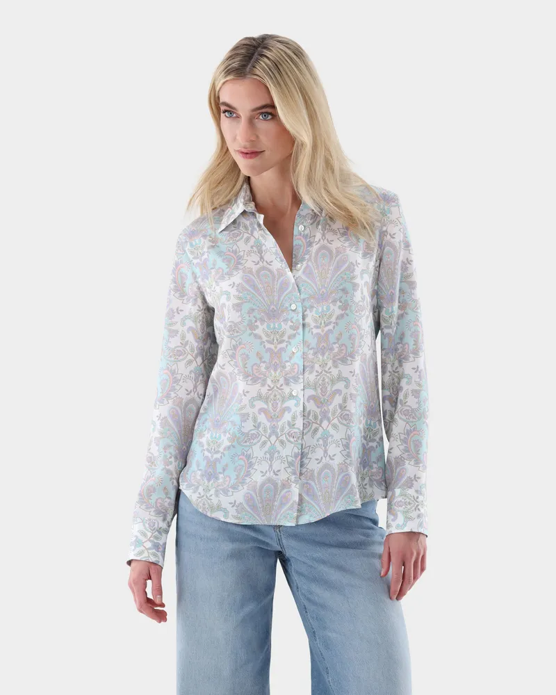 van Laack Hemdbluse aus Seide mit Paisley-Druck Cremefarben