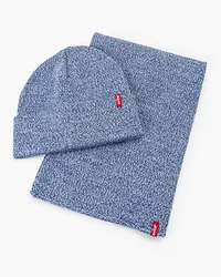 Levi's Schal und Beanie Geschenkset Blau