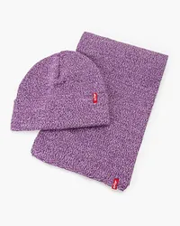 Levi's Schal und Beanie Geschenkset Violett