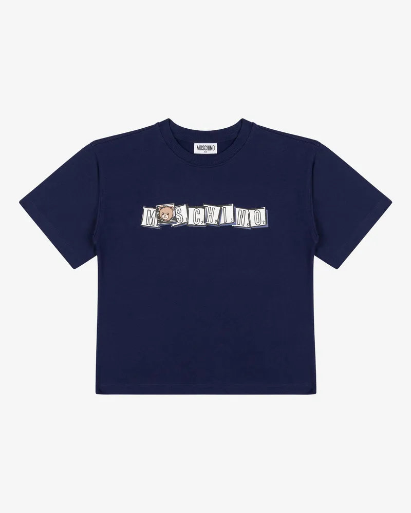 Moschino Bedrucktes Maxi-T-Shirt aus Baumwolljersey - Blau Blau