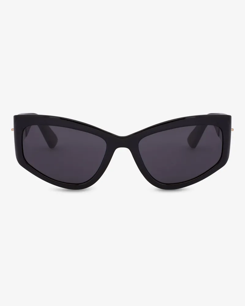 Moschino Schwarze Sonnenbrille Gold Zipper - Schwarz Schwarz