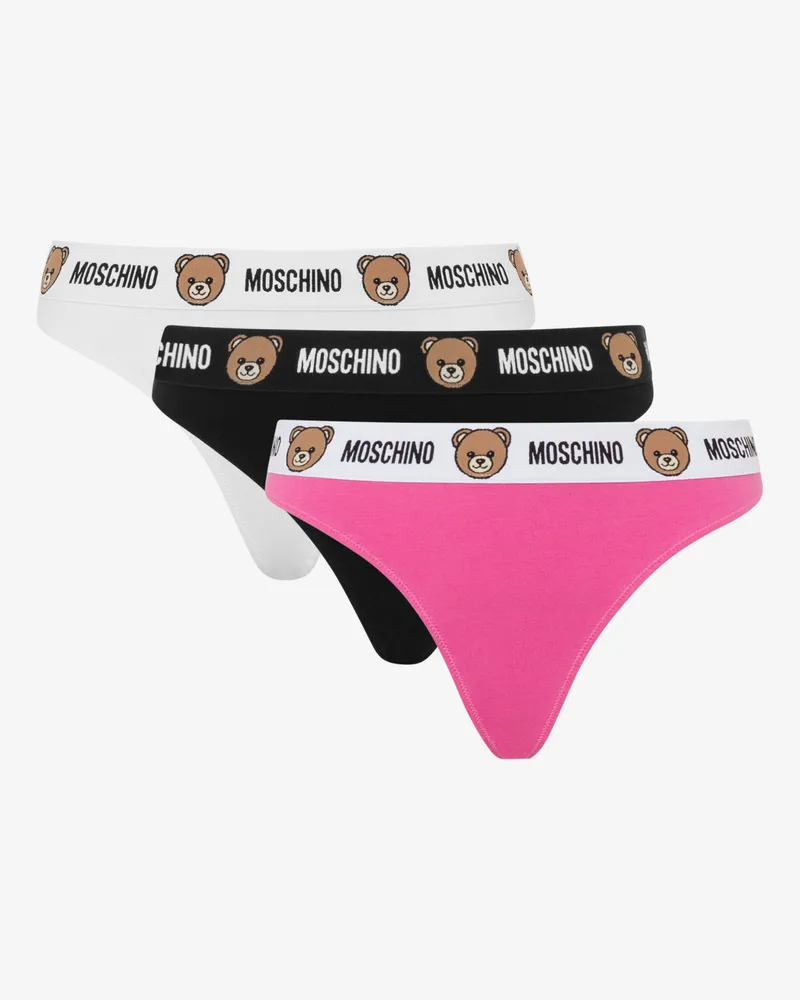 Moschino 3er-Set Slips aus Stretch-Baumwolljersey - Pink Pink