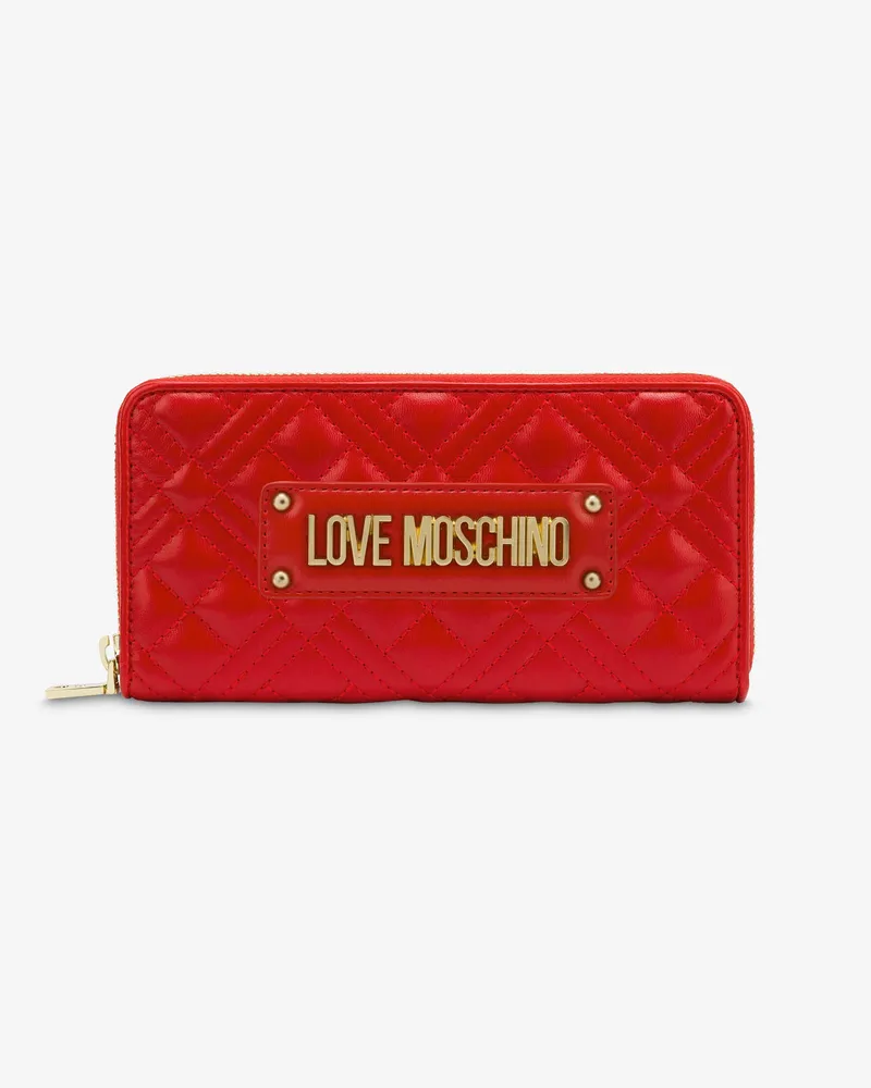 Moschino Gesteppte Geldbörse mit rundum Reißverschluss - Rot Rot
