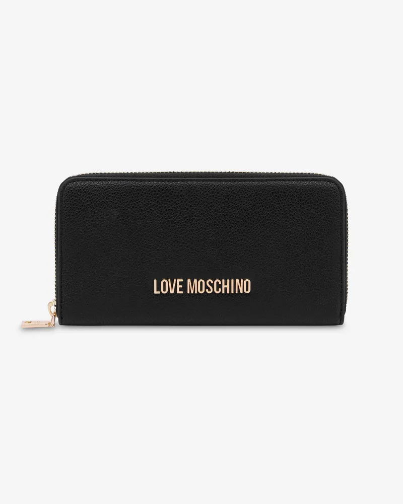 Moschino Geldbörse mit Reißverschluss und Schriftzug-Logo - Schwarz Schwarz