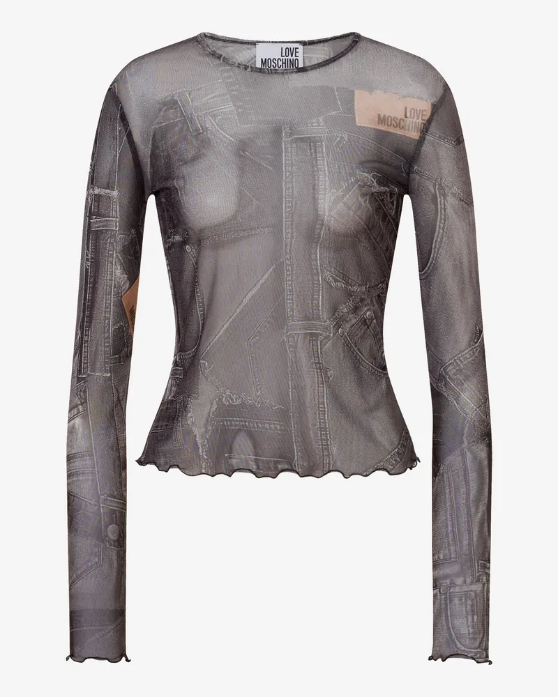 Moschino Bedrucktes Netz-T-Shirt - Schwarz Schwarz