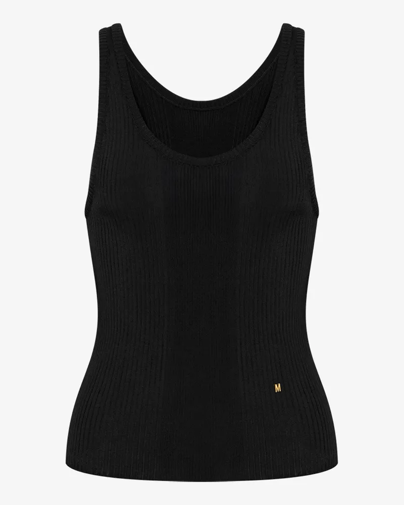 Moschino Glänzendes Viskose-Tanktop Golden M - Schwarz Schwarz