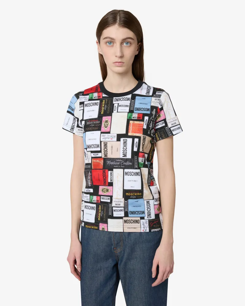 Moschino Bedrucktes T-Shirt aus Bio-Baumwolljersey - Grau Grau