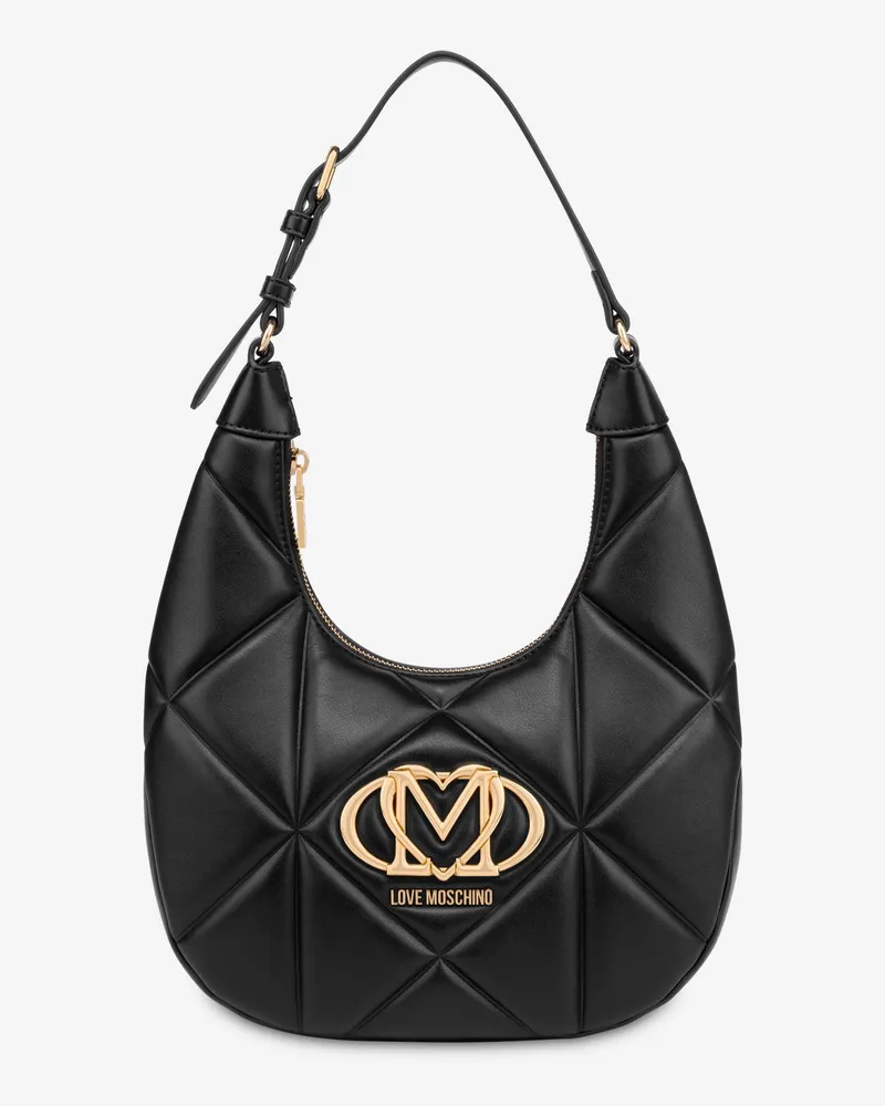 Moschino Gesteppte Hobo-Tasche - Schwarz Schwarz