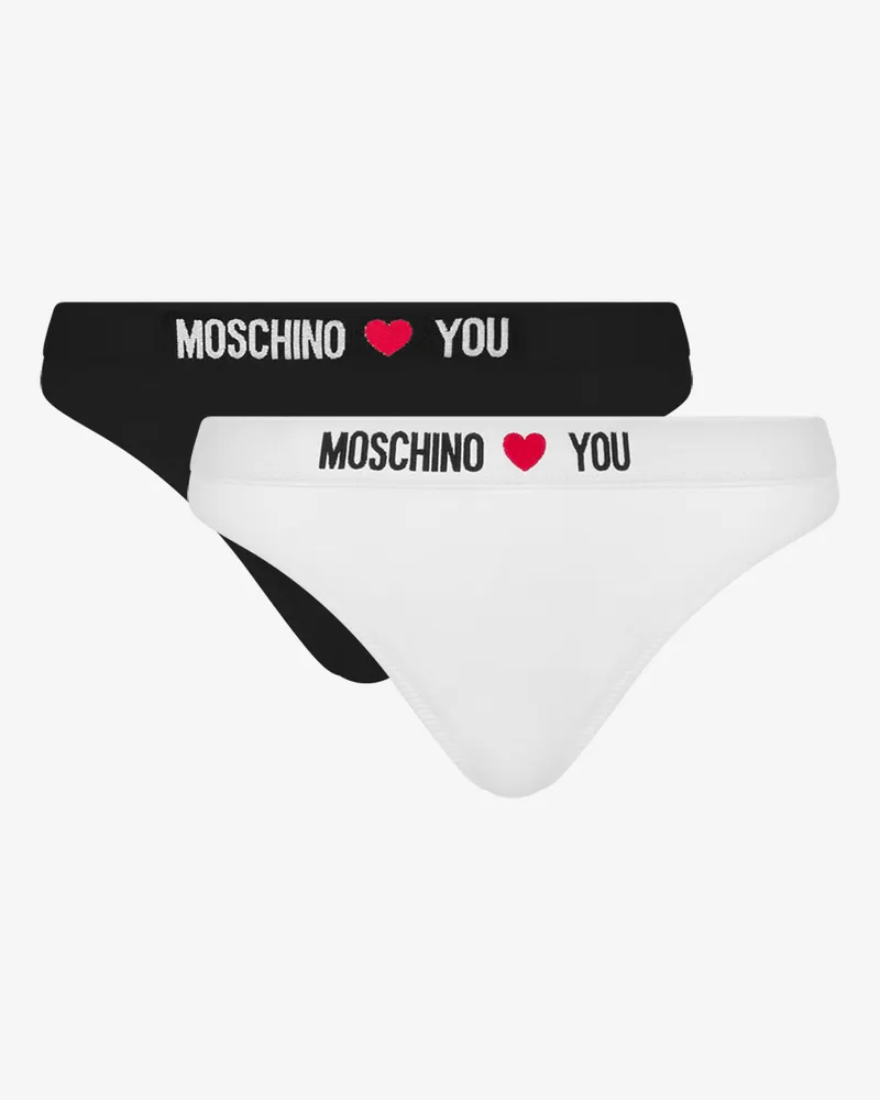 Moschino Stretch-Jersey Tanga Moschino Loves You - Schwarz Schwarz