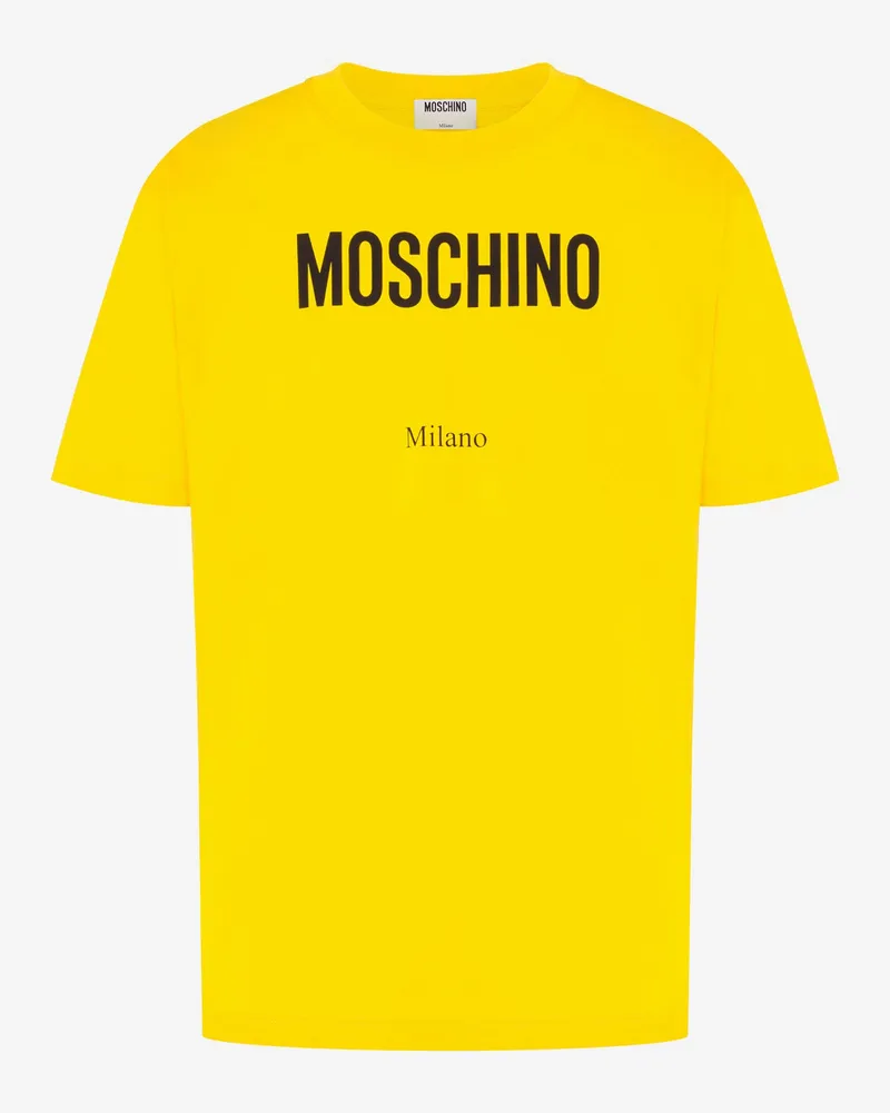 Moschino Bedrucktes T-Shirt aus Bio-Baumwolljersey - Gelb Gelb
