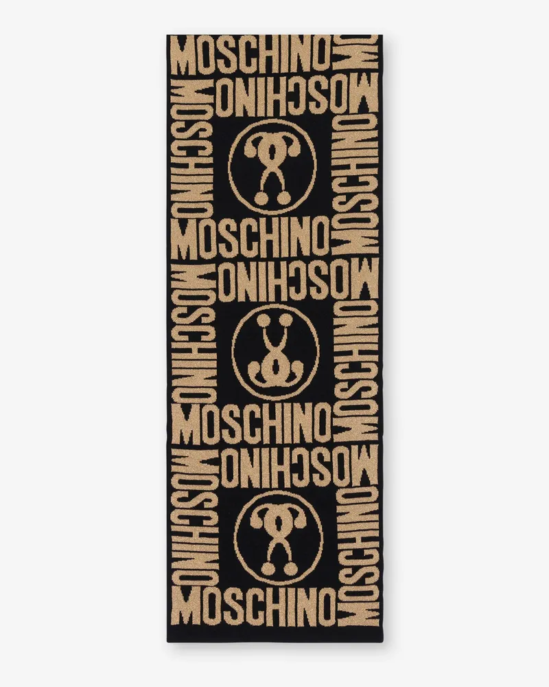 Moschino Schal Double Question Mark - Schwarz;Gold Schwarz