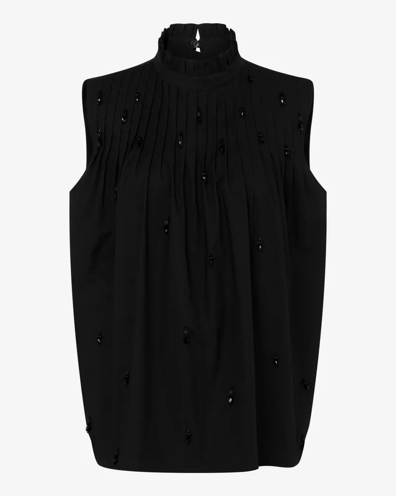 Moschino Besticktes Oberteil aus Baumwollpopeline - Schwarz Schwarz