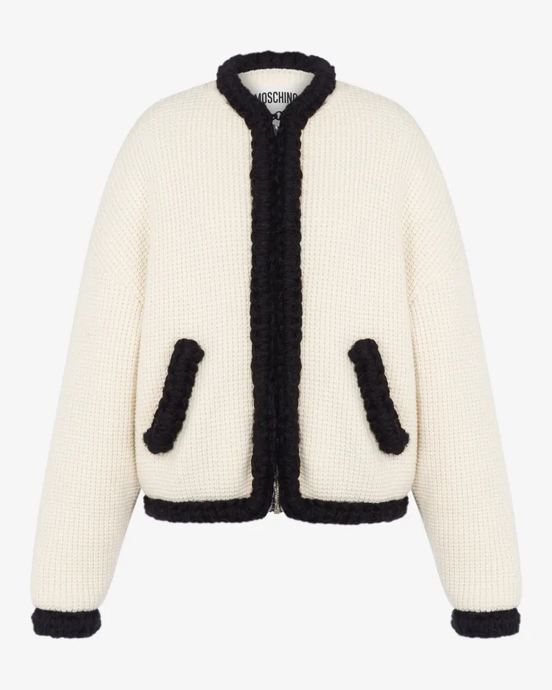 Moschino Kurze Jacke aus superfine Lammwolle - Weiß Weiß
