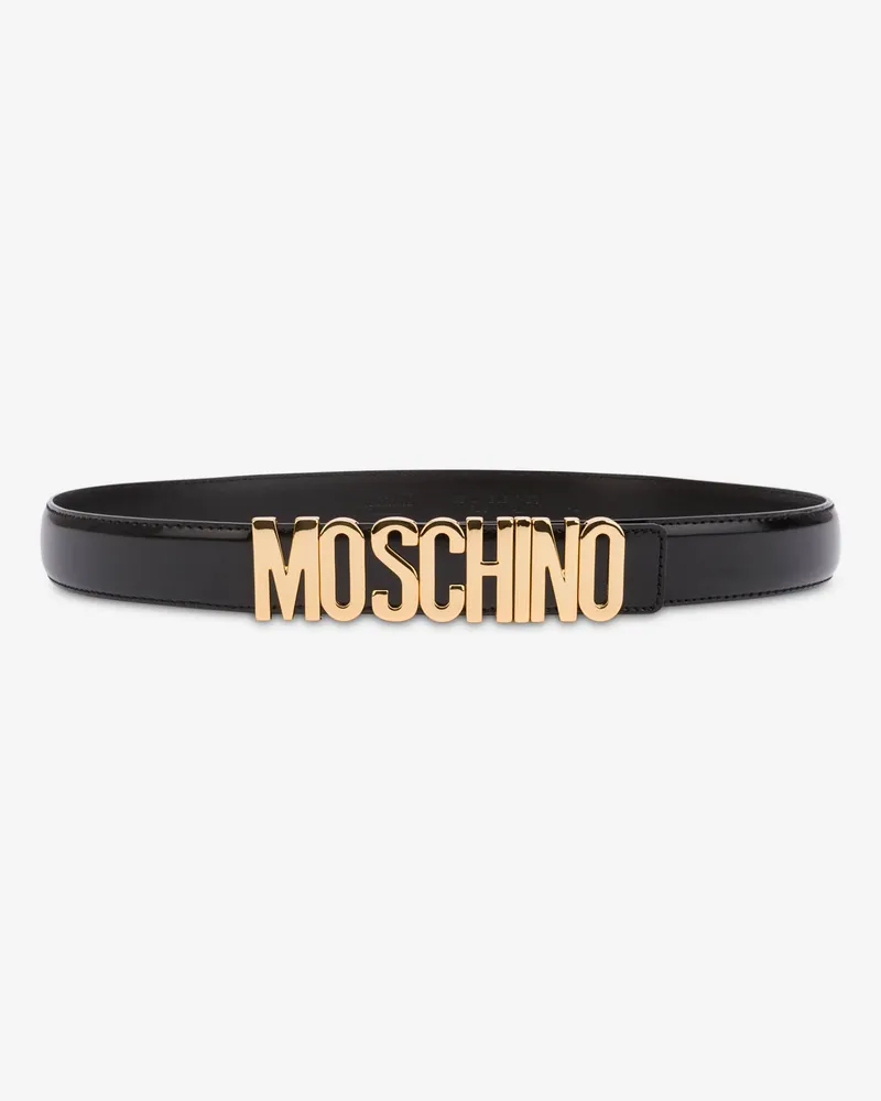 Moschino Gürtel aus Leder mit Logo - Schwarz Schwarz