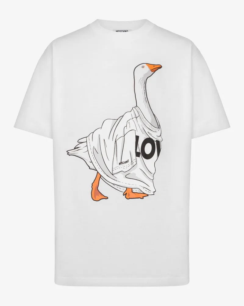 Moschino T-Shirt aus Bio-Baumwoll-Jersey Goose - Weiß Weiß