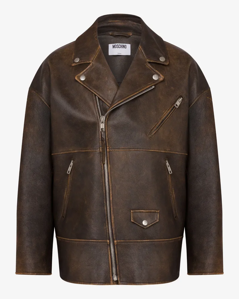 Moschino Bikerjacke aus Nappaleder Smiley® - Braun Braun