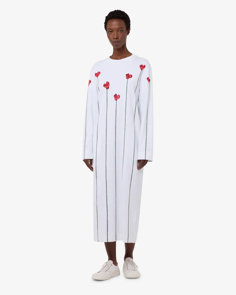 Moschino Kleid aus schwerer bedruckter Baumwolle - Weiß Weiß