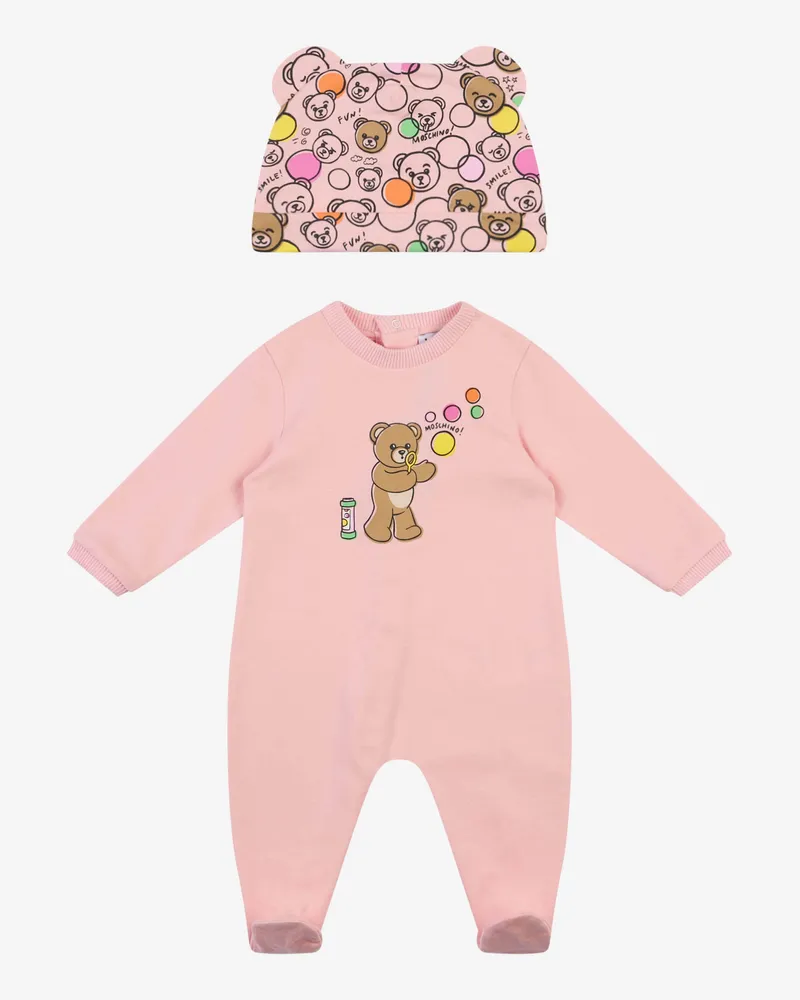 Moschino Strampler und Mütze aus Baumwollfleece - Pink Pink