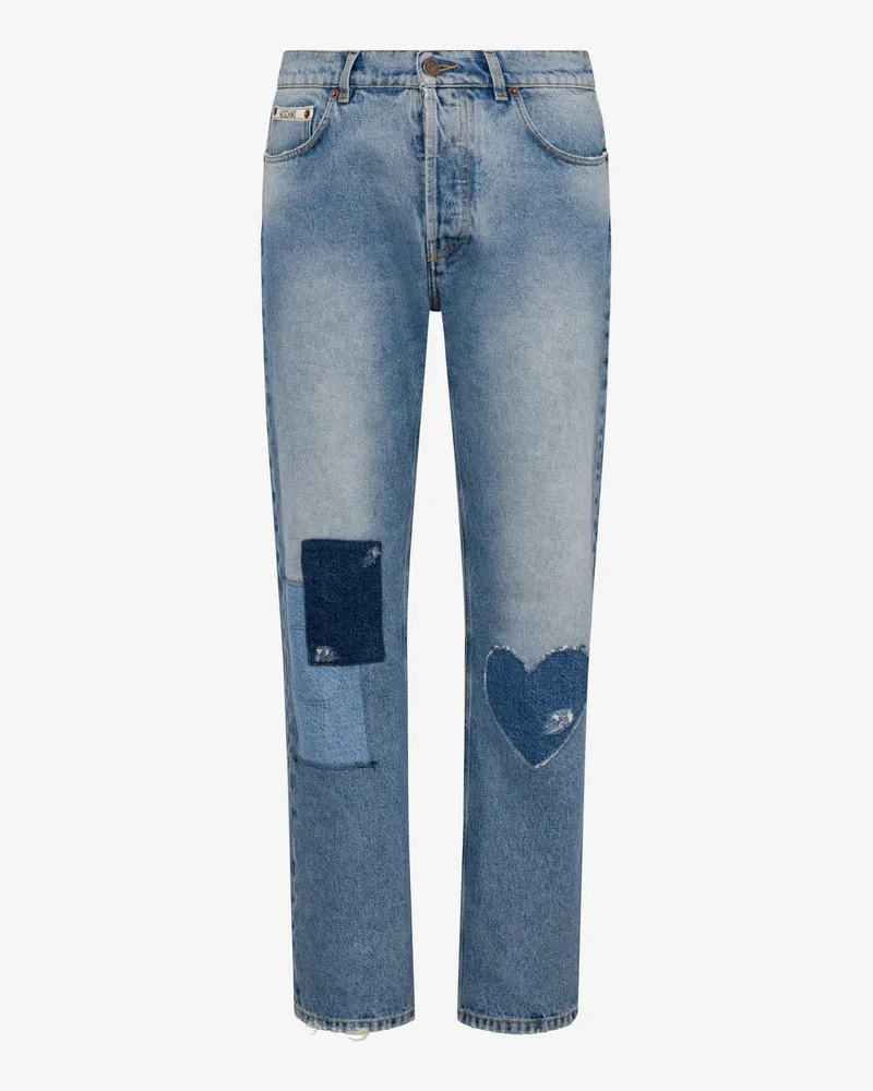 Moschino Hose aus gemustertem Baumwoll-Denim - Blau Blau