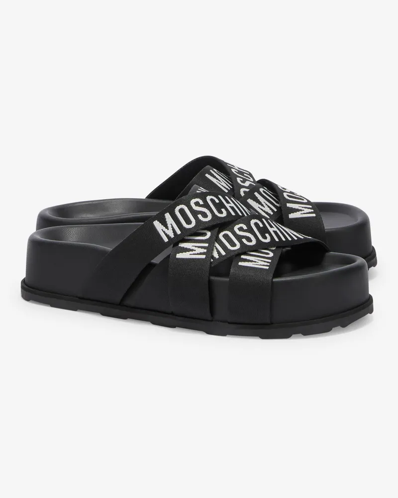 Moschino Sportliche Plateau-Sandalen - Schwarz Schwarz