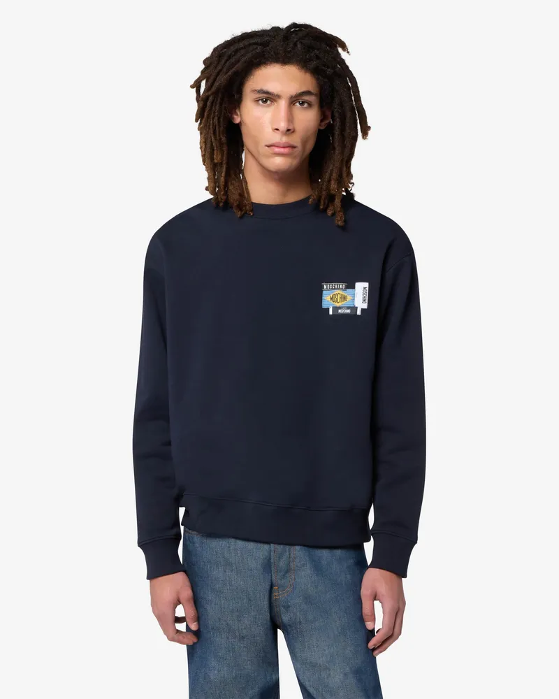 Moschino Besticktes Baumwoll-Sweatshirt - Blau Blau