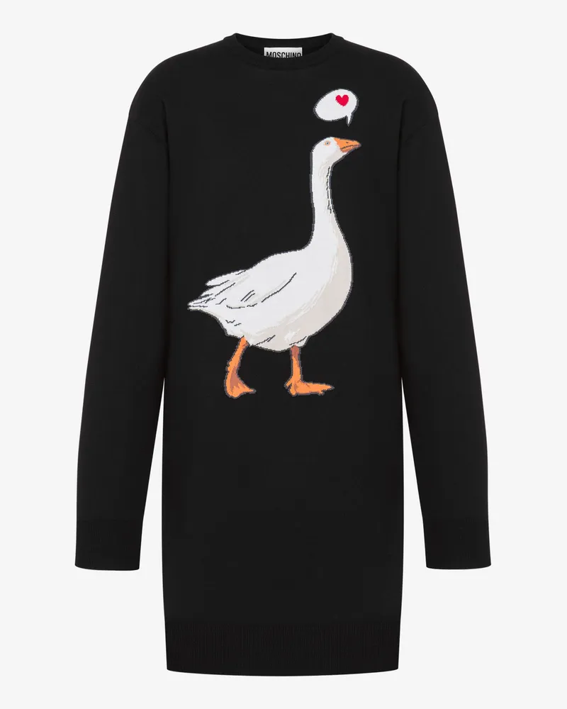 Moschino Baumwoll-Strickkleid Goose - Schwarz Schwarz