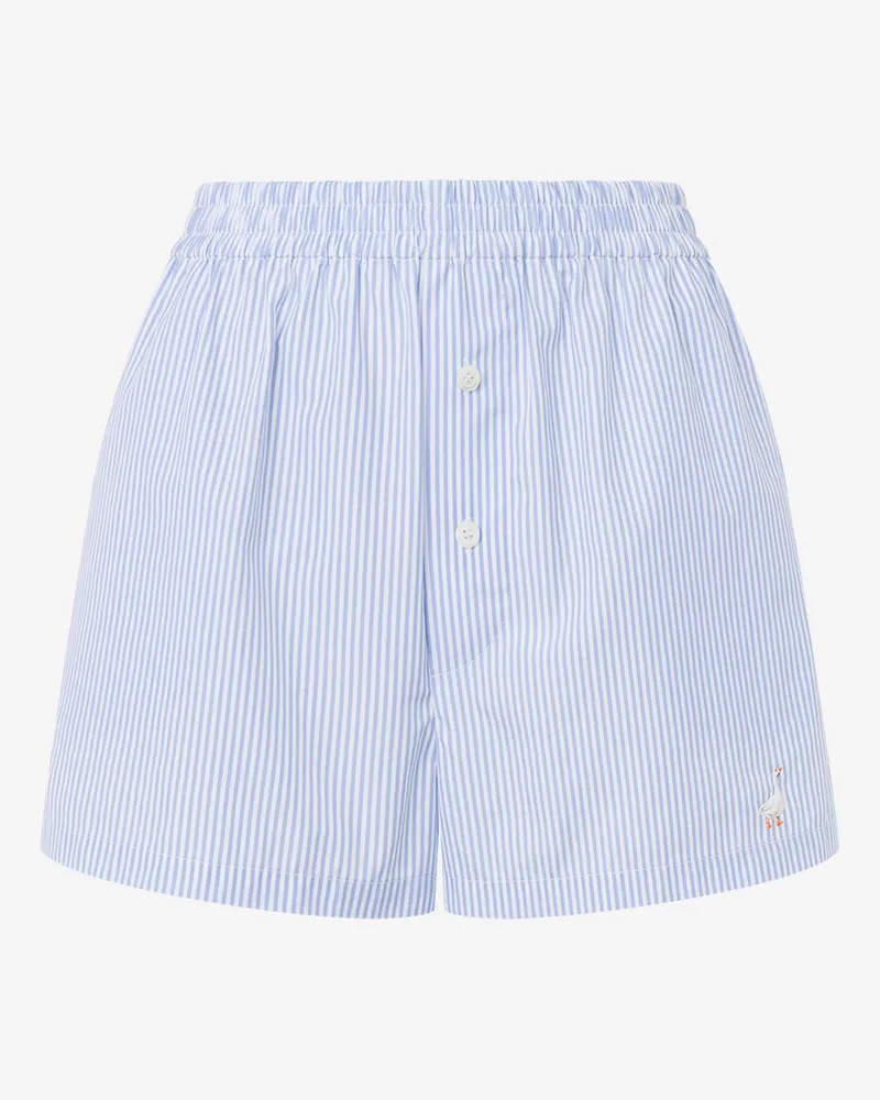 Moschino Gestreifte Popeline-Shorts Goose Embroidery - Blau Blau
