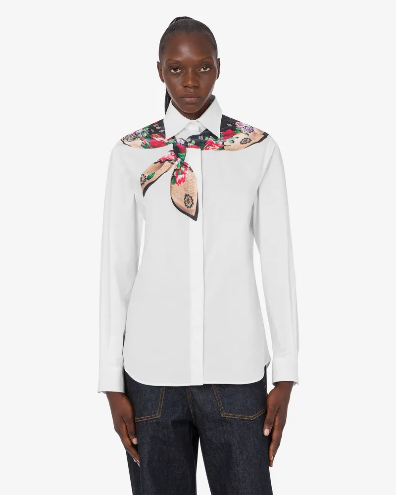 Moschino Bedrucktes Hemd aus Stretch-Baumwollpopeline - Weiß Weiß