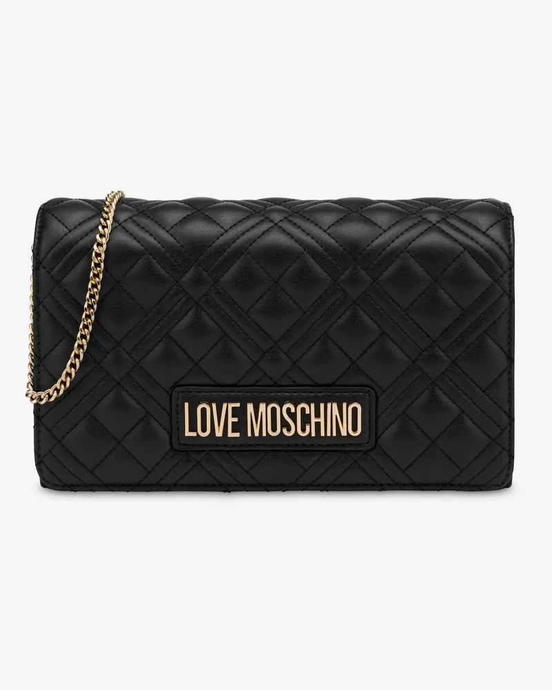 Moschino Clutch Shiny Quilted - Schwarz Schwarz