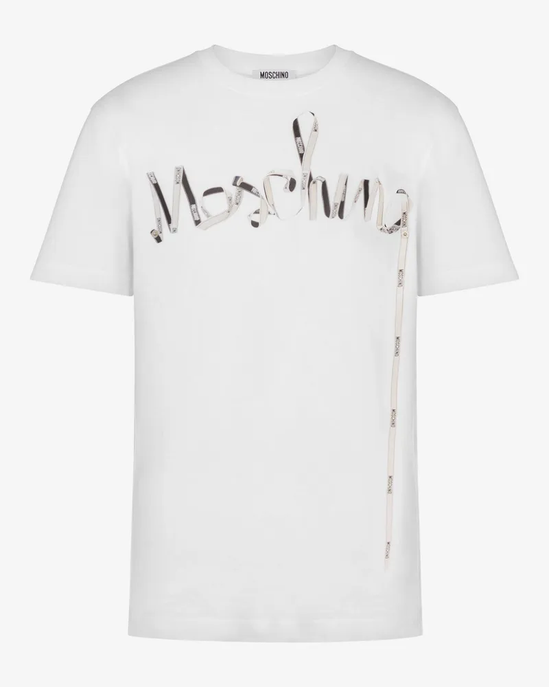 Moschino Bedrucktes T-Shirt aus Bio-Baumwolljersey - Weiß Weiß
