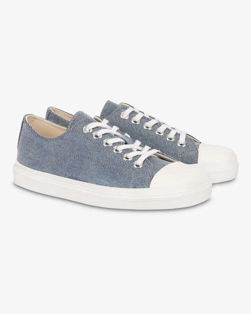 Moschino Beflockte Turnschuhe aus Denim - Blau Blau